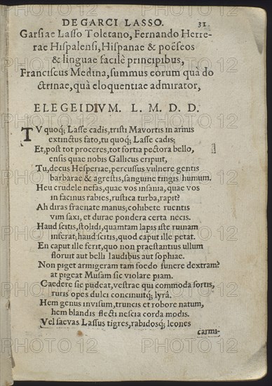 HERRERA FERNANDO 1534/97
VIDA DE GARCILASO DE LA VEGA.ELOGIOS.- PG 31 -
MADRID, BIBLIOTECA