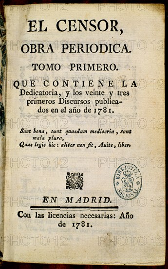 PORTADA DEL CENSOR 1781
MADRID, BIBLIOTECA NACIONAL
MADRID

This image is not downloadable.