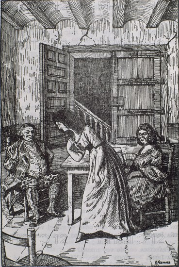 FERNANDEZ DE MORATIN LEANDRO1760/1828
EL SI DE LAS NINAS 1806 - ESCENA- GRABADO S XIX
MADRID,