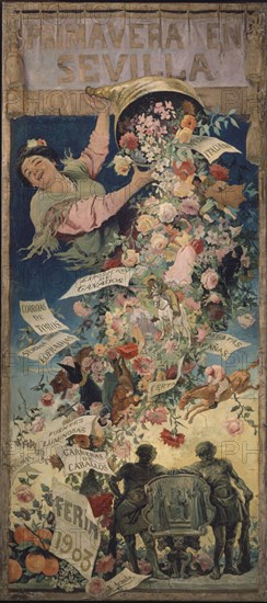 JIMENEZ ARANDA JOSE 1845/1928
PRIMAVERA EN SEVILLA 1903-CARTEL ANUNCIADOR FERIA SEVILLA O/L