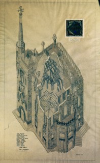 Gaudi, Vue axonométrique de la maison Bellesguard