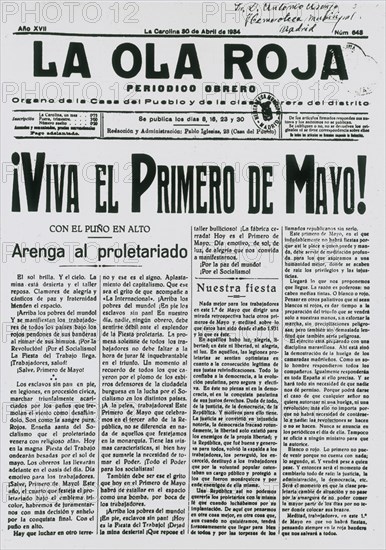 OLA ROJA 1934 VIVA EL PRIMERO DE MAYO
MADRID, HEMEROTECA MUNICIPAL
MADRID

This image is not