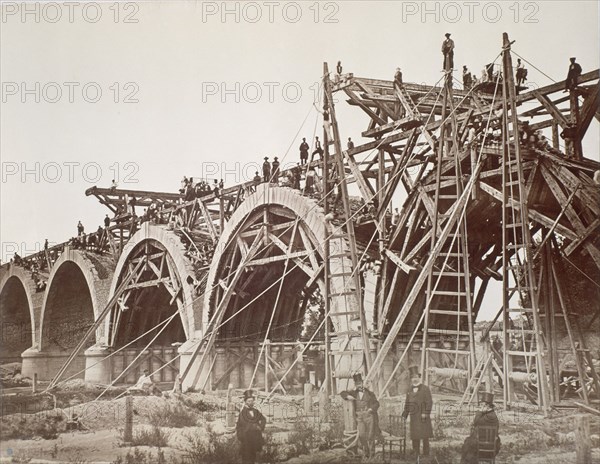 CLIFFORD CHARLES 1819/63
CONSTRUCCION DEL PUENTE DE LOS FRANCESES EN LA LINEA NORTE -