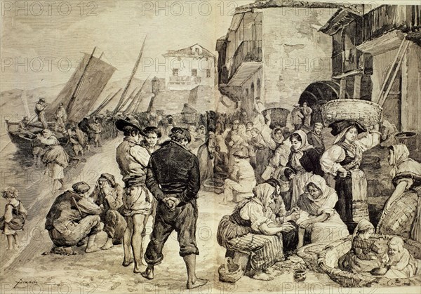 PRADILLA ORTIZ FRANCISCO 1848/1928
LA RIVERA DE VIGO DIBUJO
MADRID, BIBLIOTECA