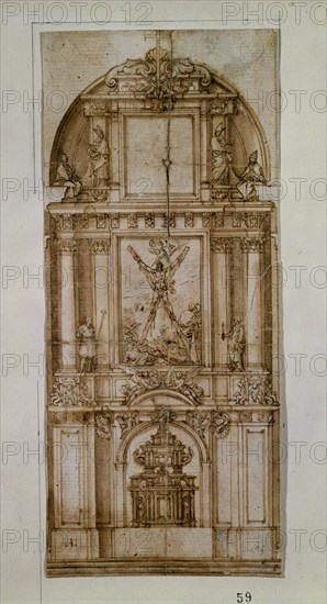 CANO ALONSO 1601/1667
DIBUJO EN SEPIA PARA EL RETABLO DE LA IGLESIA DE SAN ANDRES
Madrid, Museo