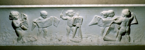 BENLLIURE MARIANO 1862/1947
RELIEVE-NIÑOS CANTORES-MARMOL 69X 247 CM
VALENCIA, BANCO URQUIJO(PAL