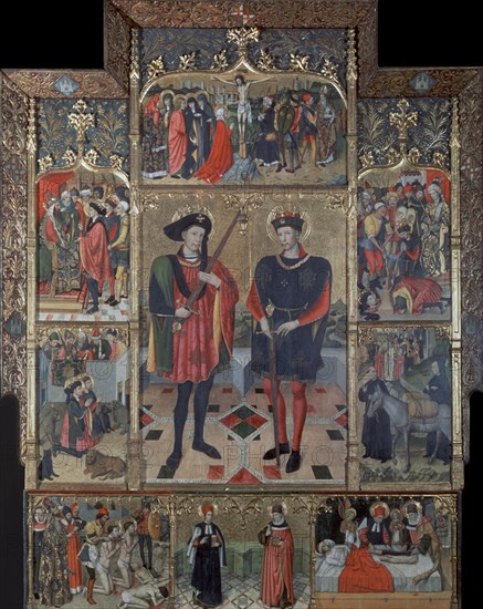 HUGUET JAIME 1414/1492
RETABLO STOS ABDON Y SENEN (1459-60)-TEMPLE SOBRE MADERA-301X225