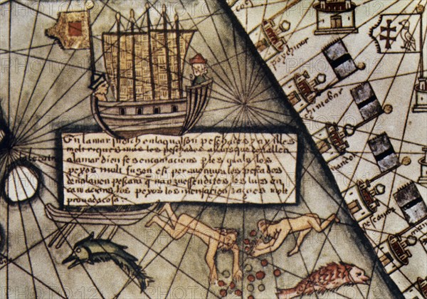 CRESQUES ABRAHAM 1325-1387
ATLAS-DETALLE DE BUQUE
PARIS, BIBLIOTECA NACIONAL
FRANCIA

This