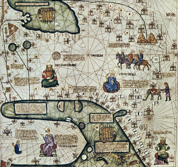 CRESQUES ABRAHAM 1325-1387
ATLAS DETALLE - AÑO 1375 -
PARIS, BIBLIOTECA NACIONAL
FRANCIA

This