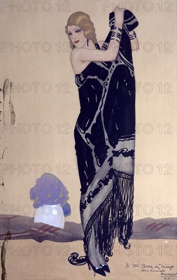 PENAGOS RAFAEL 1889-1954
ACUARELA 1924 MUJER CON MANTILLA
MADRID, COLECCION RAFAEL