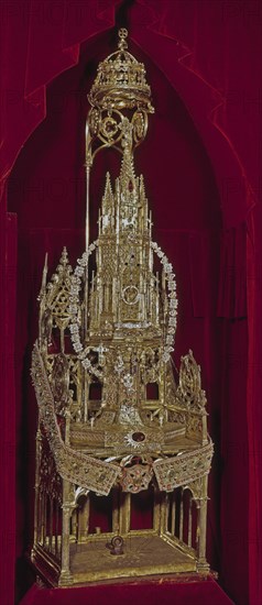 SILLA  CORONA, BANDA DEL REY MARTIN I EL HUMANO 1356-1410  Y  CUSTODIA CON EL TOISON
BARCELONA,