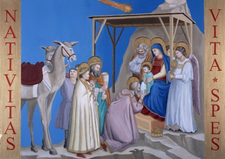 REVIEJO TOMAS
EPIFANIA 1998-(PARTIENDO DEL CUADRO DE GIOTTO)
MADRID, COLECCION