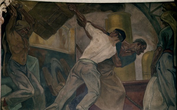 ARTETA AURELIO 1879/1940
DESCARGADORES.FRESCO DEL PATIO CIRCULAR
MADRID, BANCO BILBAO