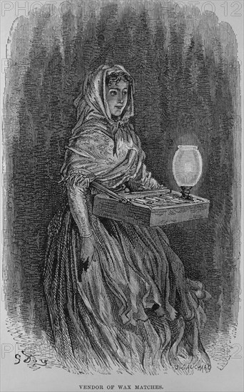 DORE GUSTAVE 1832-1883
CAJA DE CERILLAS-ESTAMPA DE VENDEDORA
MADRID, FOSFORERA