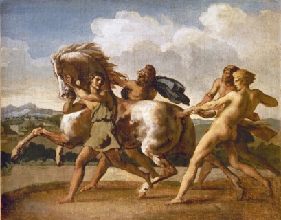 GERICAULT, THEODORE. CABALLO SUJETADO POR ESCLAVOS - SIGLO XIX