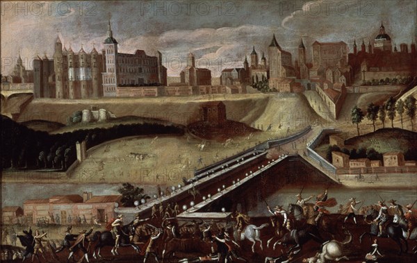 ANONIMO SIGLO XVII MADRID
MADRID DESDE LA SALIDA DEL PUENTE DE SEGOVIA,CON TOROS