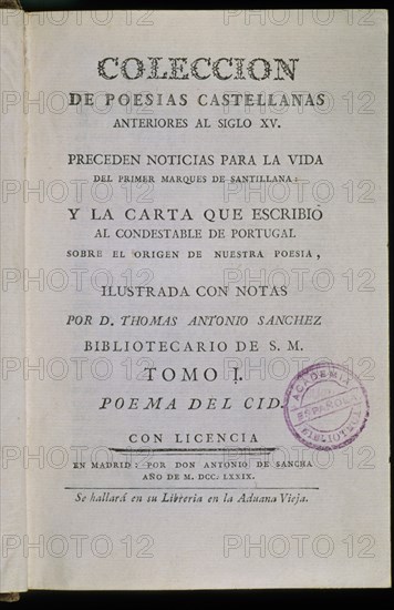 SANCHEZ TOMAS A
POESIAS CASTELLANAS ANTERIORES S XV
MADRID, ACADEMIA DE LA LENGUA
MADRID

This