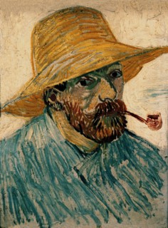 Van Gogh, Self-Portrait with Pipe and Straw Hat