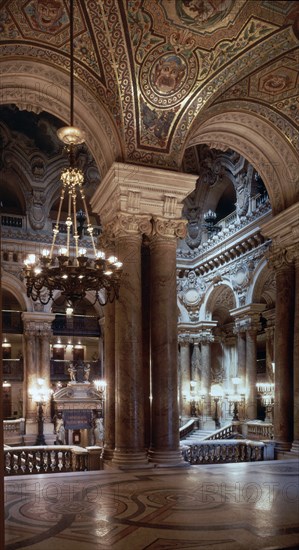 GARNIER JEAN LUIS CHARLES 1852/1898
INTERIOR - VESTIBULO PRINCIPAL CON LA ESCALERA
PARIS, TEATRO