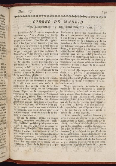 CORREO DE MADRID PORTADA DEL 13 FEBRERO 1788-SIG R-60054
MADRID, BIBLIOTECA NACIONAL