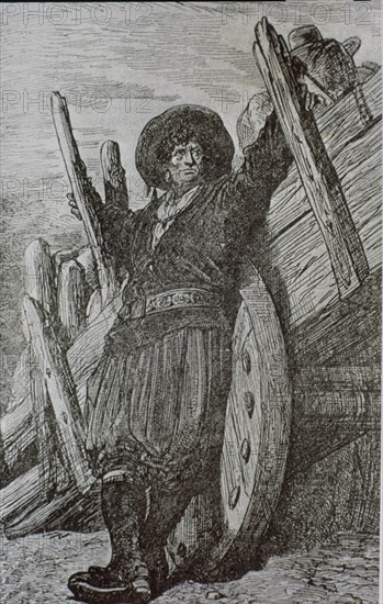 DORE GUSTAVE 1832-1883
MARAGATO JUNTO A SU CARRO (DIBUJO)