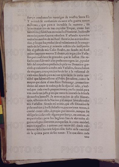 REAL DECRETO DE 18 DE OCTUBRE DE 1707 PIDIENDO DONATIVO FORZOSO A LOS SECULARES Y VOLUNTARIO A LOS