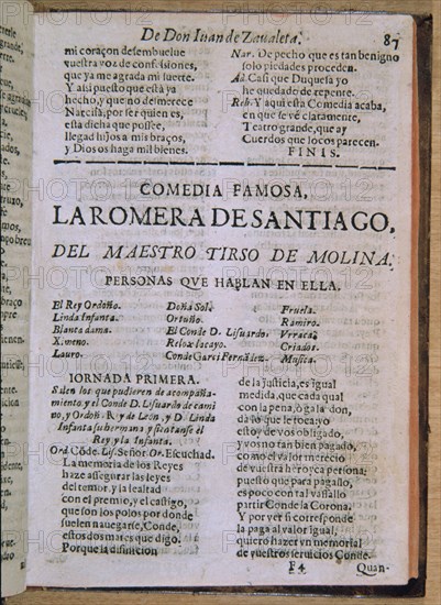 MOLINA TIRSO DE/TELLEZ GABRIEL 1579/1648
LA ROMERA DE SANTIAGO
MADRID, BIBLIOTECA NACIONAL