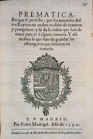 PRAGMATICA DE FELIPE II 1590 - PAG 78
MADRID, ARCHIVO HISTORICO NACIONAL
MADRID

This image is