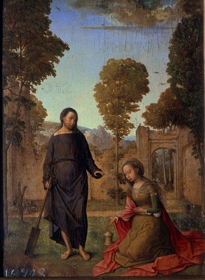 FLANDES JUAN DE 1465-1519
POLIPTICO ISABEL CATOLICA-NOLI ME TANGERE-JESUS  RESUCITADO Y MARIA