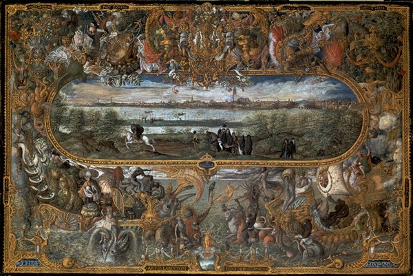 HOEFNAGEL GEORGE 1542/1600
SEVILLA - PINTURA ORIGINAL
BRUSELAS, B REAL ALBERTO I
BELGICA

This
