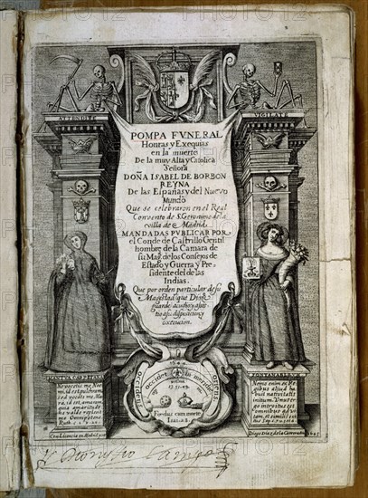 DIAZ DIEGO
POMPA FUNERAL DE ISABEL DE BORBON REINA ESPANA
MADRID, BIBLIOTECA NACIONAL