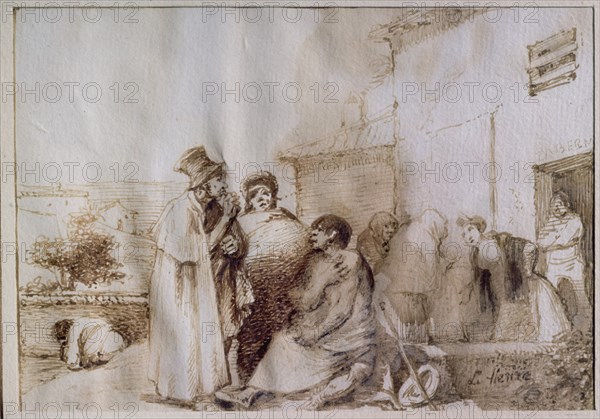 ALENZA LEONARDO 1807/45
PORDIOSEROS -S XIX- DIBUJO A PLUMA Y AGUADA- PAPEL- 105x145mm
MADRID,