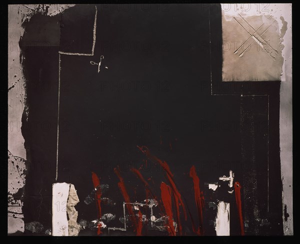 TAPIES ANTONI 1923-
GRAN DIPTICO  ROJO Y NEGRO - 1980 - CRUZ NEGRA