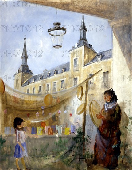 VICENTE EDUARDO
LA PLAZA MAYOR EN LA FIESTA DE NAVIDAD-1965-O/L-I.N.21145-100X79 CM
MADRID, MUSEO