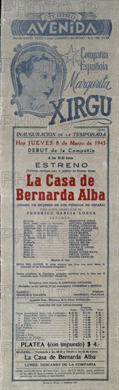 GARCIA LORCA FEDERICO 1898/1936
CARTEL-LA CASA DE BERNARDA ALBA
MADRID, FUNDACION GARCIA