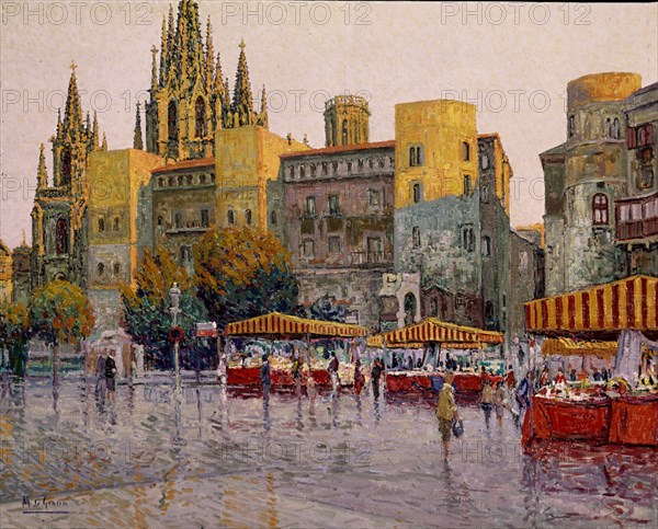 GRACIA MANUEL DE 1937-
PLAZA DE SEGOVIA Y CATEDRAL - 1992
MADRID, COLECCION