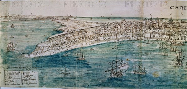 WYNGAERDE ANTON VAN DEN ?/1571
CADIZ-1567-DIBUJO-AGUADA-SEPIA-271X1065MM
VIENA, BIBLIOTECA
