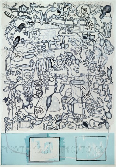 GORDILLO LUIS 1934-
SITUACION MEANDRICA CON EVASION ESMERALDA -  1987  2,10 x 3
MADRID, COLECCION