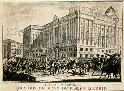 LOPEZ E
SALIDA DE LA  REINA DE ETRURIA E INFANTE FRANCISCO HACIA FRANCIA 2 MAYO 1808
MADRID,