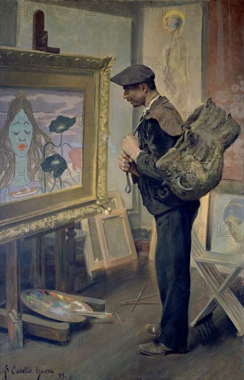CABELLO IZARRA S
FIN DE SIGLO-CAMPESINO MIRANDO UN CUADRO.1899
MADRID, CASON