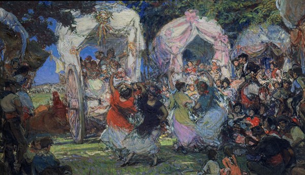 BILBAO GONZALO 1860/1938
LA ROMERIA DEL ROCIO-UN ALTO EN EL CAMINO-75 X 126