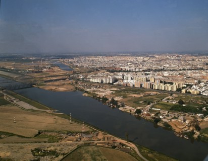 Seville, Aerial view of the Island of la Cartuja