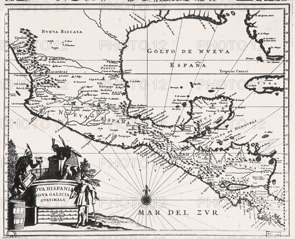 GRABADO-MAPA DE GUATEMALA-ANTIGUA NUEVA GALICIA-S XVII
MADRID, BIBLIOTECA NACIONAL H