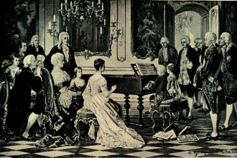 Mozart et sa soeur jouant du piano