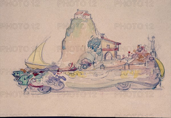 LLORENS FRANCISCO 1874-1948
CARROZA DE DESFILE DE CARNAVAL-1935-DIBUJO-120X18 CM-
MADRID,