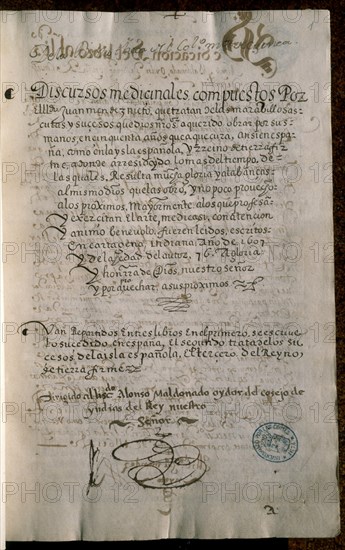 NIETO MENDEZ
MANUSCRITO-DISCURSOS MEDICINALES-1546-60-PRIMERA PAGINA-
SALAMANCA, UNIVERSIDAD