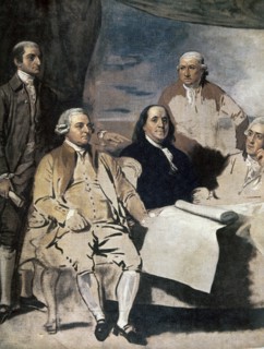 GRABADO-JOHN JAY-JOHN ADAMS-BENJAMIN FRANKLIN-HENRY LAURENS