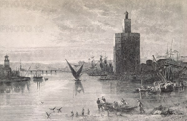 LEMAITRE
ESTAMPA-VISTA DE LA TORRE DEL ORO SEVILLA 1856
MADRID, LIBRERIA LUIS