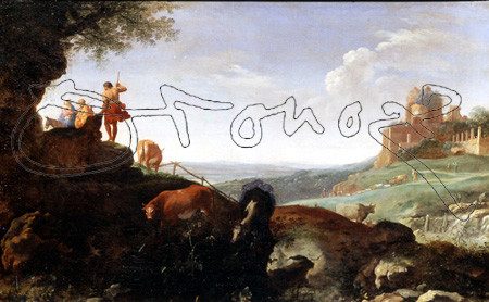 POELENBURGH CORNELIS 1586/1667
PAISAJE CON HUIDA A EGIPTO-1626-LIENZO 48,3X71,5CM-NºINV