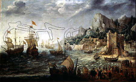 WILLAERTS ADAM
ESCENA DE LA COSTA/EMBARQUE DE FEDERICO DE PALATINADO-1624-86X142CM-BARROCO